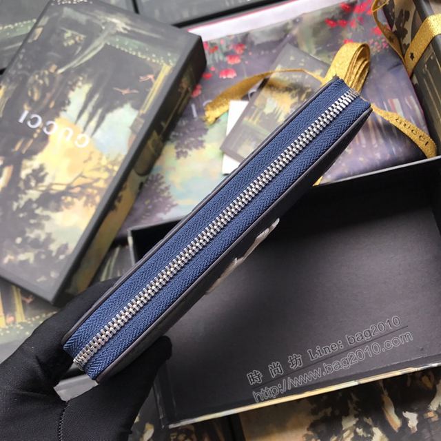 Gucci包 古馳錢包 547791藍全皮 原單NY Yankccs系列拉鏈錢包 Gucci長錢包  gudj1042